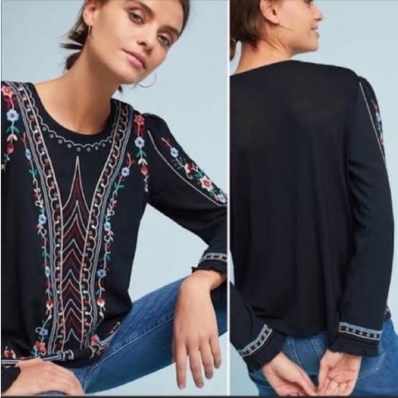 Anthropologie Tops - Anthropologie One September Embroidered Blouse